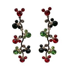 Disney X Baublebar Pierced Earrings Mickey Christmas Lights Red & Green Dangles